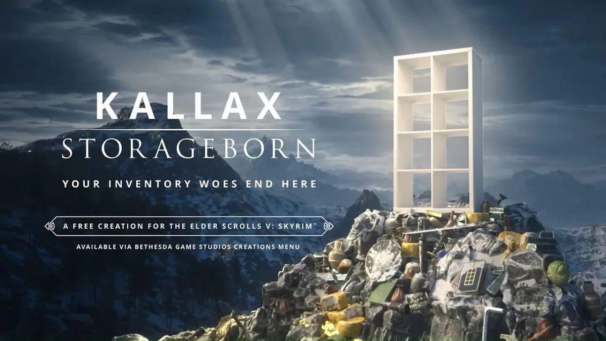 Skyrim oyununda IKEA Kallax rafı yoldaş karakter olarak görünüyor