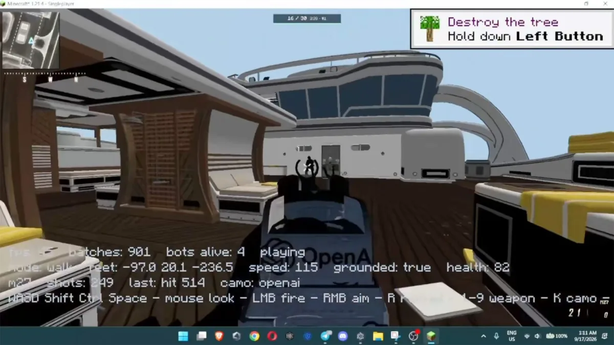 Minecraft içinde çalışan Call of Duty Hijacked haritası görüntüsü