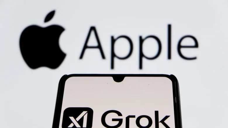 Bir xAI logosu ve bir Apple logosu.