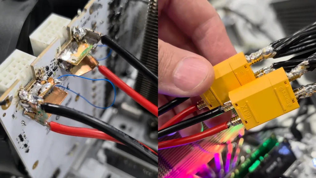 RTX 5090'ın PCB'sine doğrudan güç kablolarını lehimleme