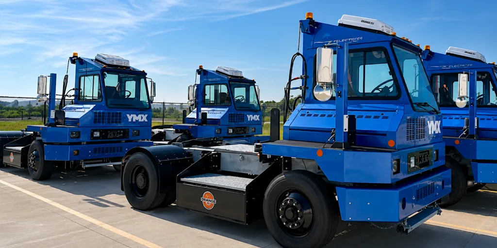 YMX mavi renginde Orange EVs; YMX aracılığıyla.